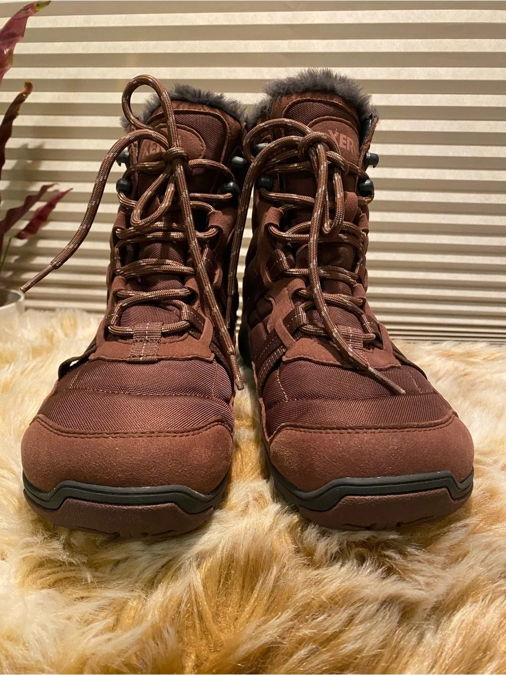 Xero Shoes Alpine Women’s Minimalist Winter Boots - Brown/Faux Fur Trim